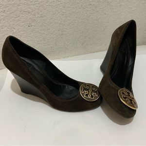 Tory Burch: brown suede wedge heels size 8.5